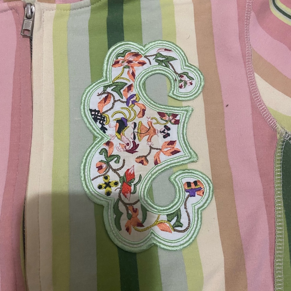 Striped Kids Hoodie - Pink, Green, Cream View 4